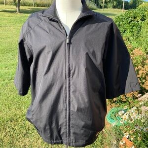 -Izod FXG Full Zip Short Sleeve Lined Golf Jacket Black Men's Size Large